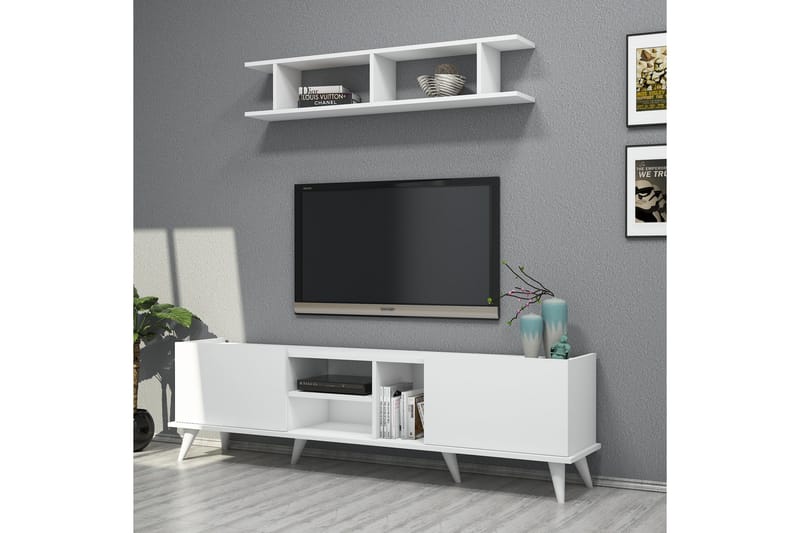 TV-möbelset 34x180 cm 2 Skåp - Vit - Möbler - Tv möbel & mediamöbel - TV-möbelset