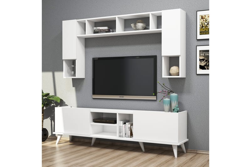 TV-möbelset 34x180 cm 4 Skåp - Vit - Möbler - Tv-möbler & mediamöbler - TV-möbelset