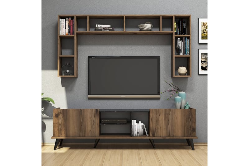 TV-möbelset 34x180 cm - Valnöt/Svart - Möbler - Tv möbel & mediamöbel - TV-möbelset