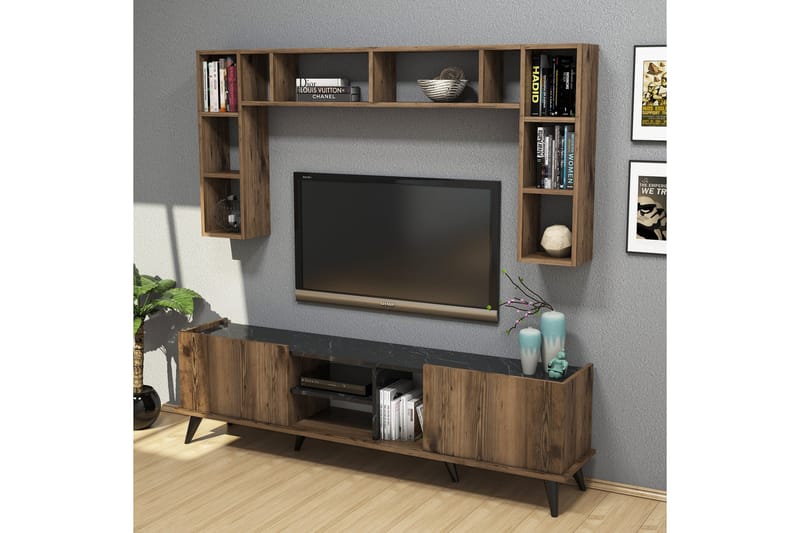 TV-möbelset 34x180 cm - Valnöt/Svart - Möbler - Tv möbel & mediamöbel - TV-möbelset