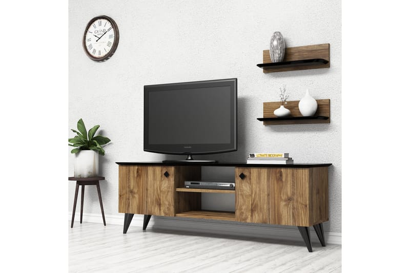 TV-möbelset 36x139 cm - Valnöt/Svart - Möbler - Tv-möbler & mediamöbler - TV-bänk & mediabänk