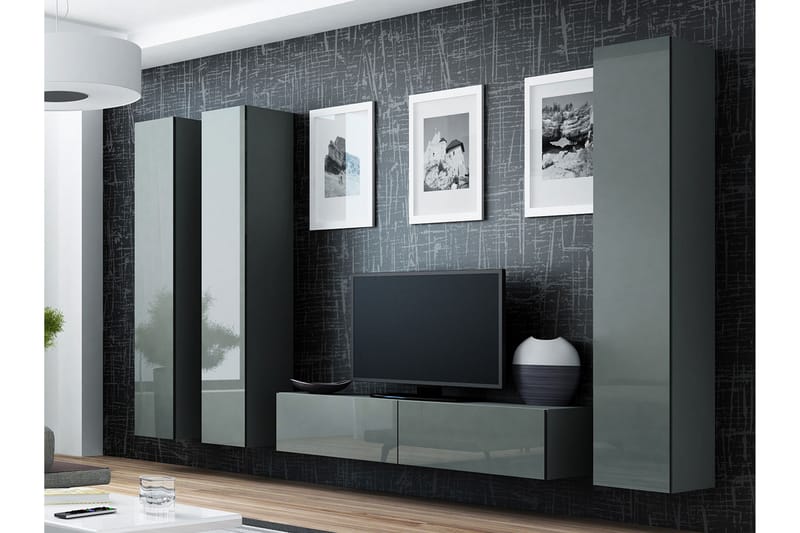 Vasil TV-möbelset 260x40x180 cm - Svart/Grå/Vit - Möbler - Tv möbel & mediamöbel - TV-möbelset
