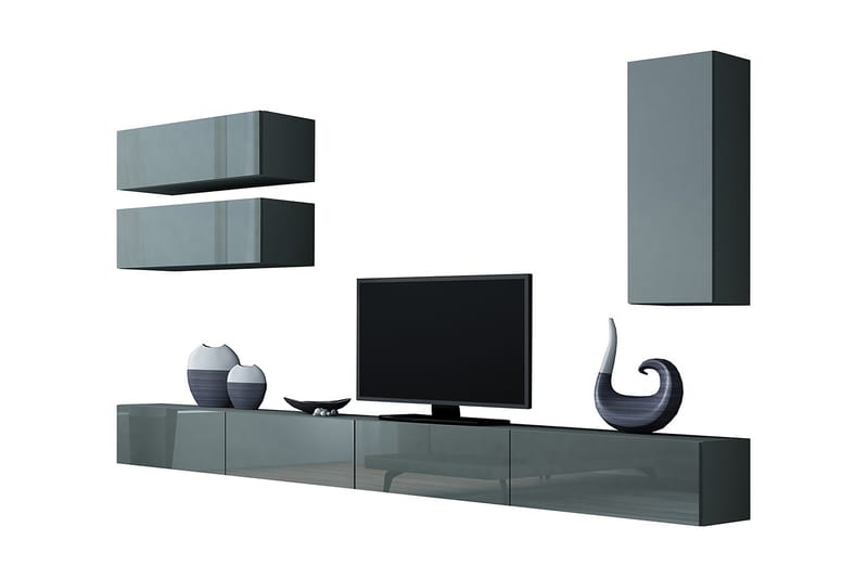 Vasil TV-möbelset 280x40x180 cm - Grå - Möbler - Tv möbel & mediamöbel - TV-möbelset