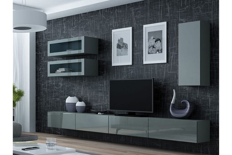 Vasil TV-möbelset 280x40x180 cm - Grå - Möbler - Tv möbel & mediamöbel - TV-möbelset