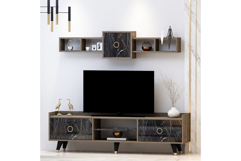 Velimel Tv-möbelset 180 cm - Natur/Svart - Möbler - Tv möbel & mediamöbel - TV-möbelset