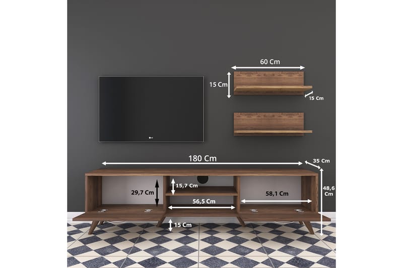 Virkesbo TV-Möbelset 180 cm - Brun - Möbler - TV- & Mediamöbler - TV-möbelset