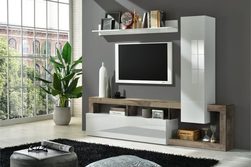 Hamburgan TV-skåp 55x219 cm - Vit - Möbler - Tv möbel & mediamöbel - TV skåp