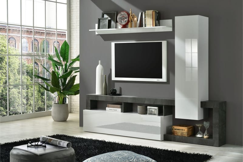 Hamburgan TV-skåp 55x219 cm - Vit/Oxid - Möbler - Tv möbel & mediamöbel - TV skåp