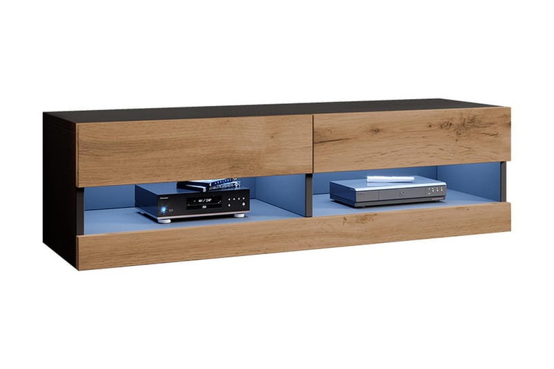 Narbonne Tv-skåp 180 cm Blå LED - Natur/Svart - Möbler - Tv-möbler & mediamöbler - TV-skåp