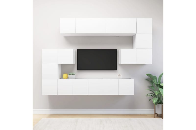TV-skåp 10 delar vit spånskiva - Vit - Möbler - Tv möbel & mediamöbel - TV skåp