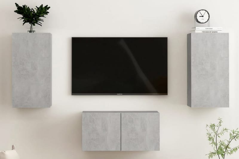 TV-skåp 3 delar betonggrå spånskiva - Grå - Möbler - Tv möbel & mediamöbel - TV skåp