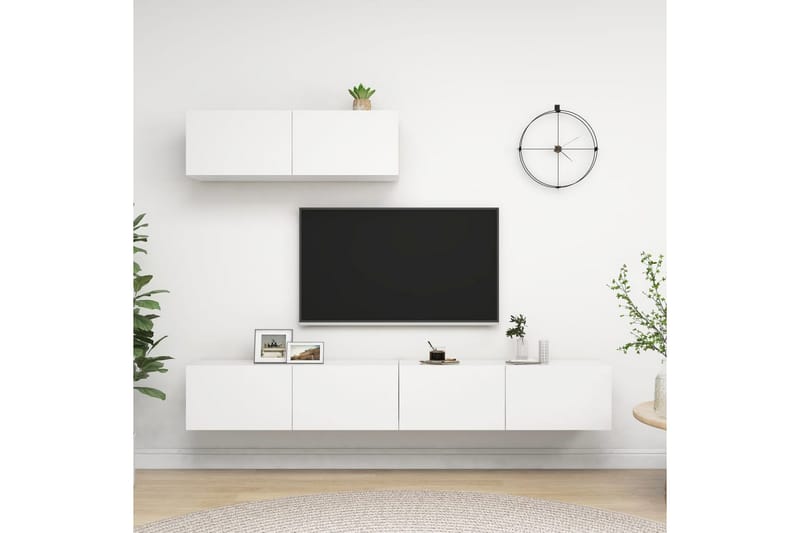 TV-skåp 3 delar vit spånskiva - Vit - Möbler - Tv-möbler & mediamöbler - TV-skåp