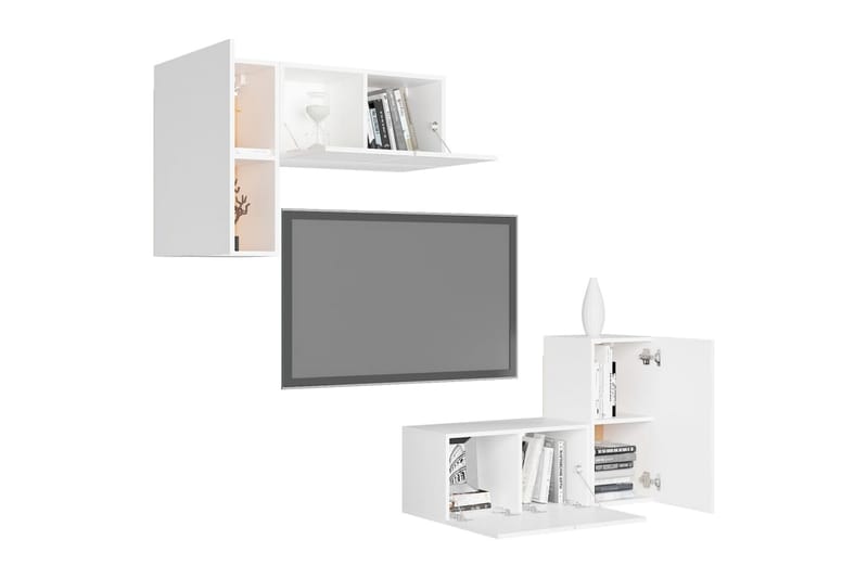 TV-skåp 4 delar vit spånskiva - Vit - Möbler - TV- & Mediamöbler - TV-skåp
