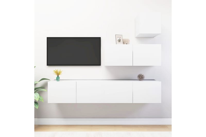 TV-skåp 4 delar vit spånskiva - Vit - Möbler - Tv möbel & mediamöbel - TV skåp