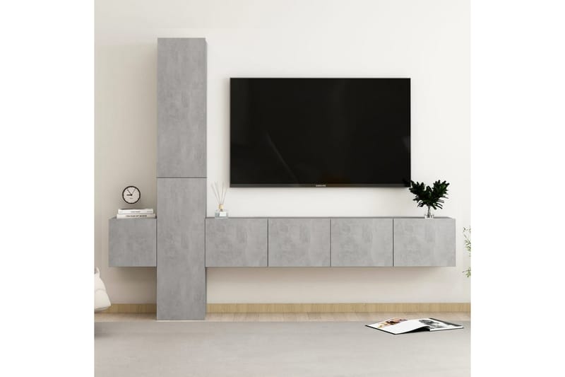 TV-skåp 5 delar betonggrå spånskiva - Grå - Möbler - Tv möbel & mediamöbel - TV skåp