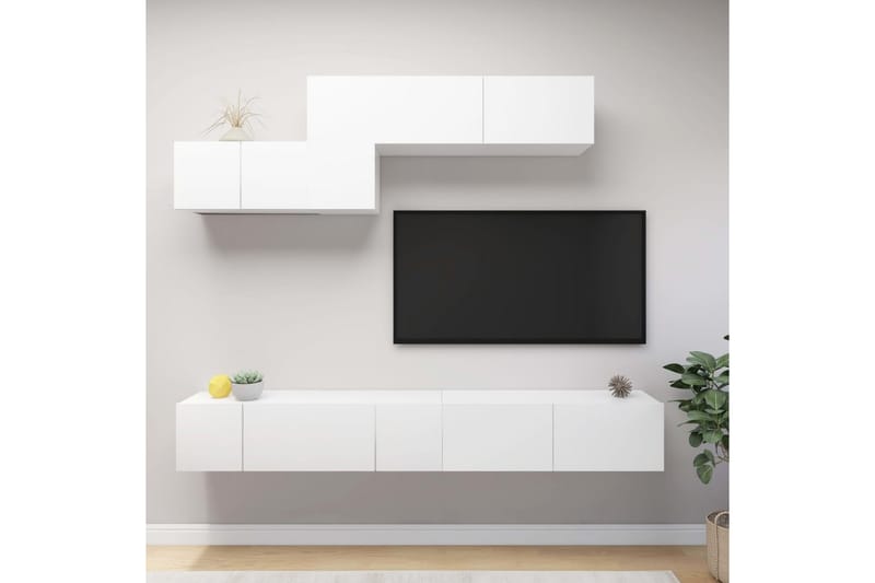 TV-skåp 6 delar vit spånskiva - Vit - Möbler - Tv möbel & mediamöbel - TV skåp