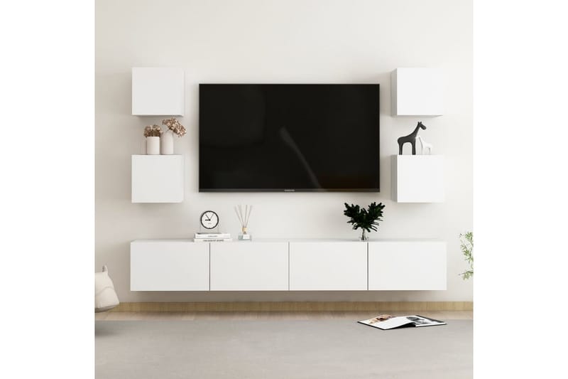TV-skåp 6 delar vit spånskiva - Vit - Textil & mattor - Mattor - Stora mattor