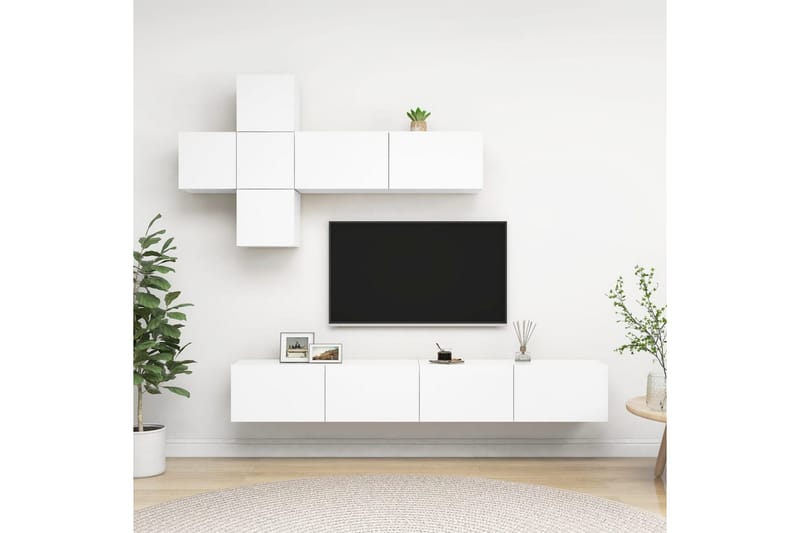 TV-skåp 7 delar vit spånskiva - Vit - Möbler - Tv-möbler & mediamöbler - TV-skåp