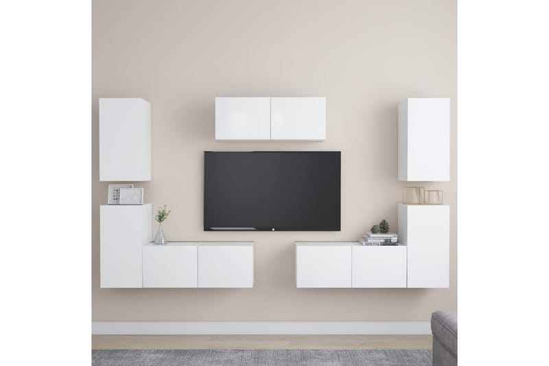 TV-skåp 7 delar vit spånskiva - Vit - Möbler - Tv möbel & mediamöbel - TV skåp