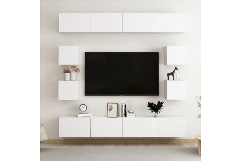 TV-skåp 8 delar vit spånskiva - Vit - Möbler - Tv-möbler & mediamöbler - TV-skåp