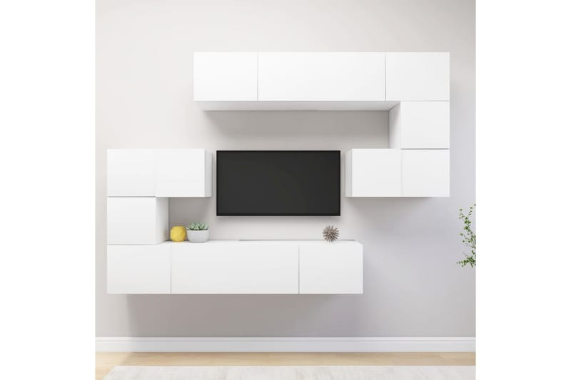 TV-skåp 8 delar vit spånskiva - Vit - Möbler - Tv möbel & mediamöbel - TV skåp