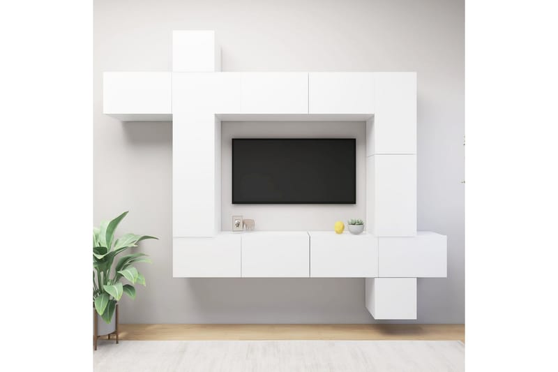 TV-skåp 9 delar vit spånskiva - Vit - Möbler - Tv möbel & mediamöbel - TV skåp