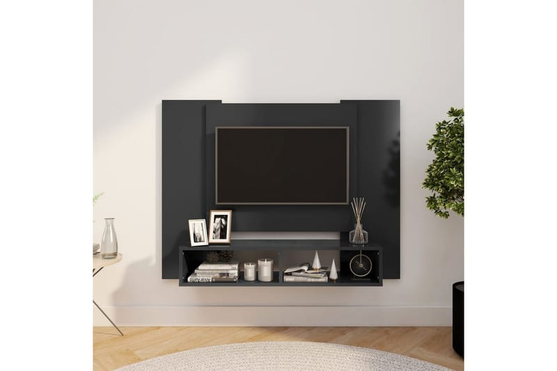 Väggmonterat tv-skåp grå 120x23,5x90 cm spånskiva - Grå - Möbler - Tv möbel & mediamöbel - TV skåp