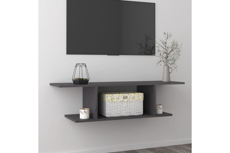 Väggmonterat tv-skåp grå högglans 103x30x26,5 cm - Grå - Möbler - Tv möbel & mediamöbel - TV skåp