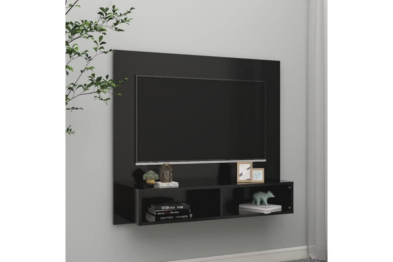 Väggmonterat tv-skåp svart 102x23,5x90 cm spånskiva - Svart - Möbler - Tv möbel & mediamöbel - TV skåp