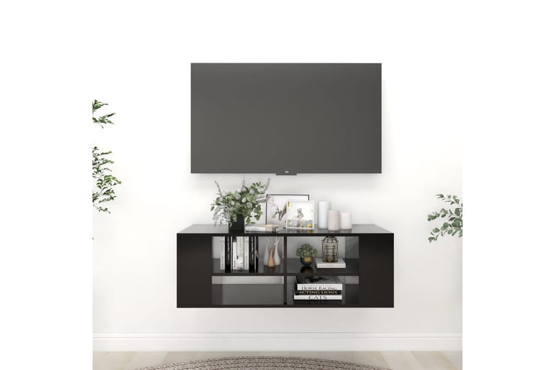 Väggmonterat tv-skåp svart 102x35x35 cm spånskiva - Svart - Möbler - Tv möbel & mediamöbel - TV skåp