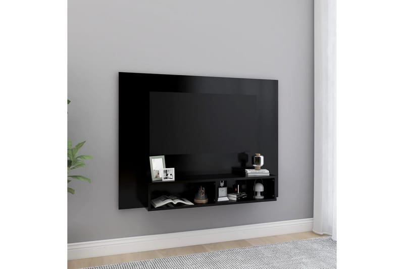 Väggmonterat tv-skåp svart 120x23,5x90 cm spånskiva - Svart - Möbler - Tv möbel & mediamöbel - TV skåp