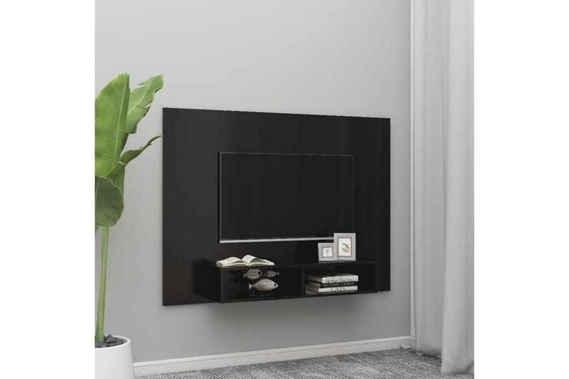 Väggmonterat tv-skåp svart 135x23,5x90 cm spånskiva - Svart - Möbler - Tv möbel & mediamöbel - TV skåp