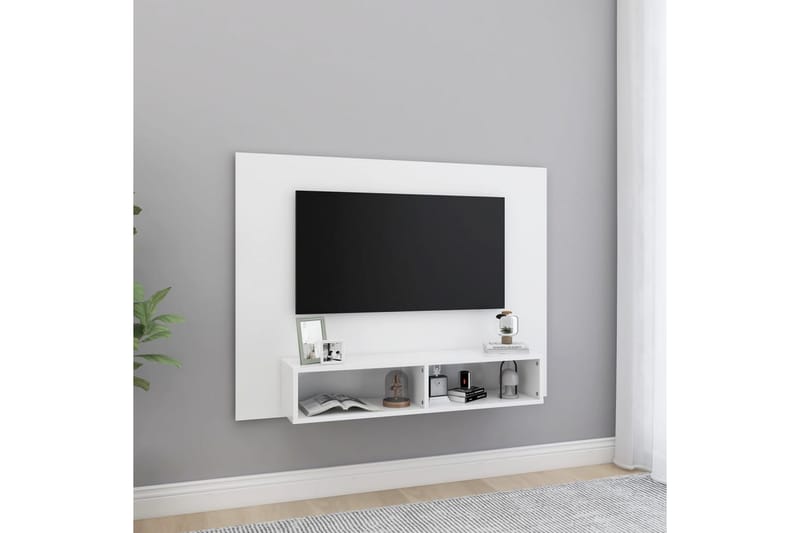 Väggmonterat tv-skåp vit 120x23,5x90 cm spånskiva - Vit - Möbler - Tv möbel & mediamöbel - TV skåp