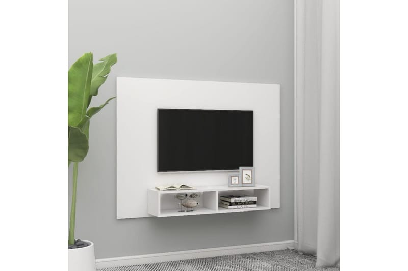 Väggmonterat tv-skåp vit 135x23,5x90 cm spånskiva - Vit - Möbler - Tv möbel & mediamöbel - TV skåp
