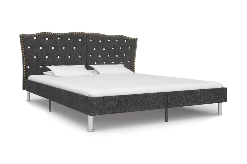 Säng med madrass mörkgrå tyg 160x200 cm - Grå - Möbler - Säng - Komplett sängpaket