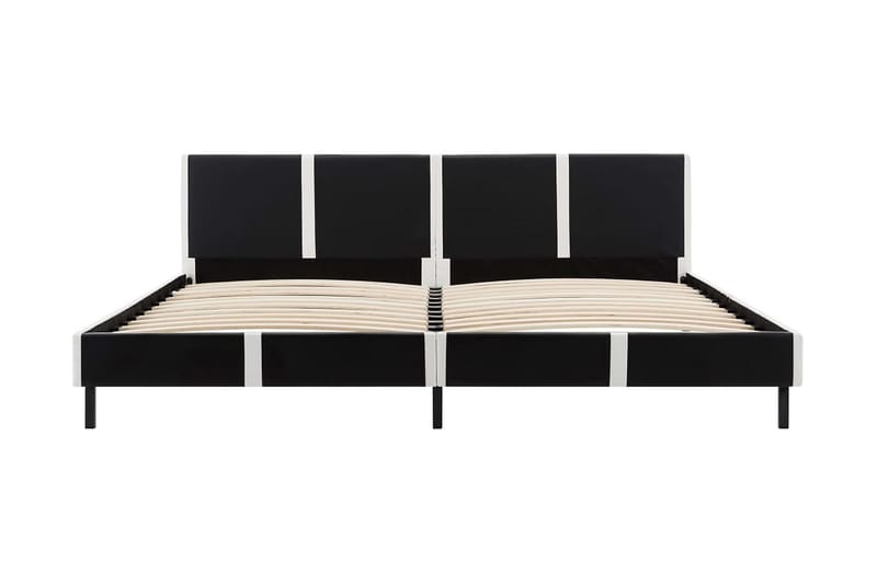 Säng med madrass svart och vit konstläder 160x200 cm - Svart - Möbler - Sängar - Dubbelsängar