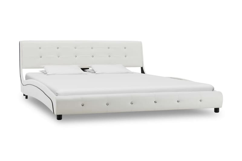 Säng med madrass vit konstläder 160x200 cm - Vit - Möbler - Säng - Ramsäng & resårbotten
