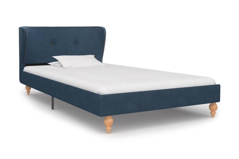 Säng med madrass blå tyg 90x200 cm - Blå - Möbler - Säng - Ramsäng & resårbotten