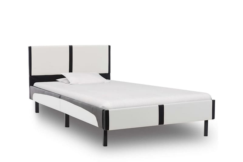 Säng med madrass vit och svart konstläder 90x200 cm