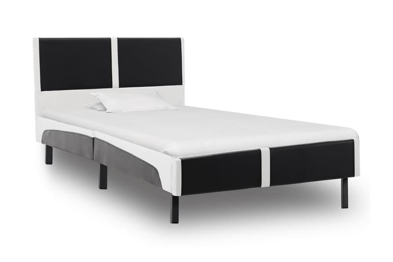 Säng med memoryskummadrass konstläder 90x200 cm - Svart - Möbler - Säng - Ramsäng & resårbotten