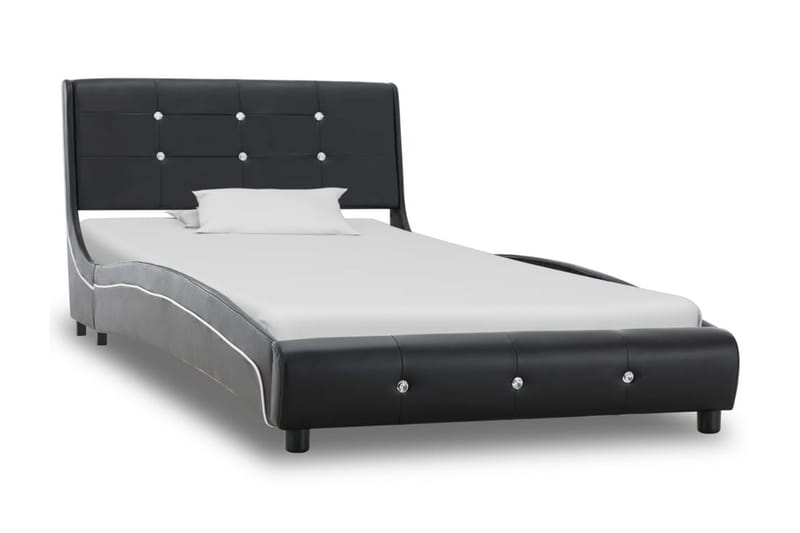 Säng med memoryskummadrass svart konstläder 90x200 cm - Svart - Möbler - Säng - Ramsäng & resårbotten