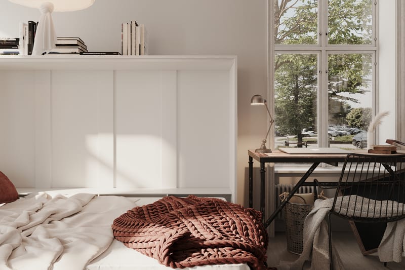 Compact Sängskåp Horisontellt140x200 - Vit - Möbler - Säng - Gästsäng & extrasäng - Sängskåp