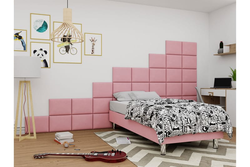 Adeliza Kontinentalsäng 120x200 cm+Panel 40 cm - Rosa - Möbler - Säng - Komplett sängpaket