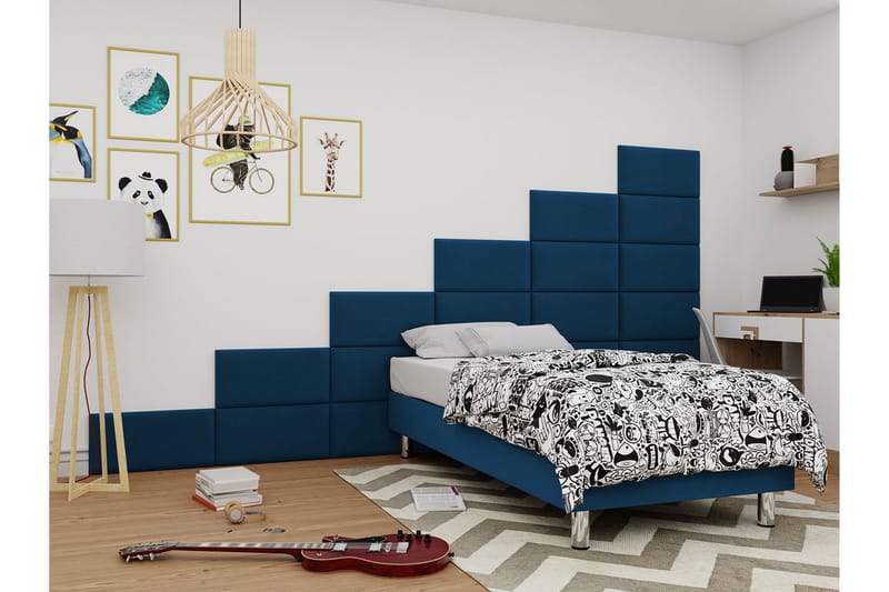 Adeliza Kontinentalsäng 120x200 cm+Panel 60 cm - Blå - Möbler - Säng - Komplett sängpaket
