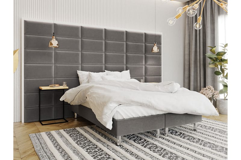 Adeliza Kontinentalsäng 140x200 cm+Panel 60 cm - Grå - Möbler - Säng - Komplett sängpaket