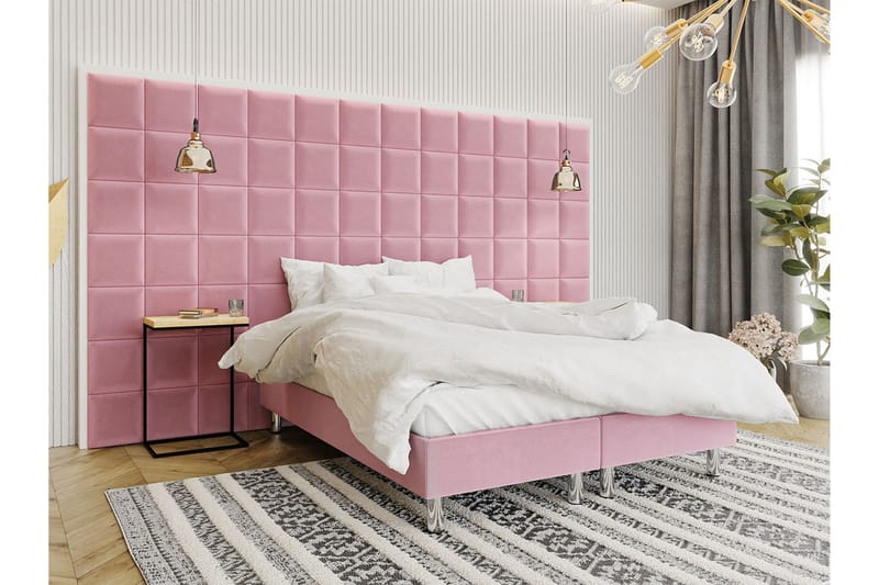 Adeliza Kontinentalsäng 160x200 cm+Panel 30 cm - Rosa - Möbler - Säng - Komplett sängpaket