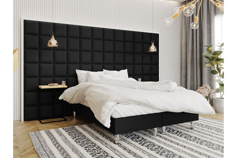 Adeliza Kontinentalsäng 180x200 cm+Panel 30 cm  Svart - Svart - Möbler - Säng - Komplett sängpaket