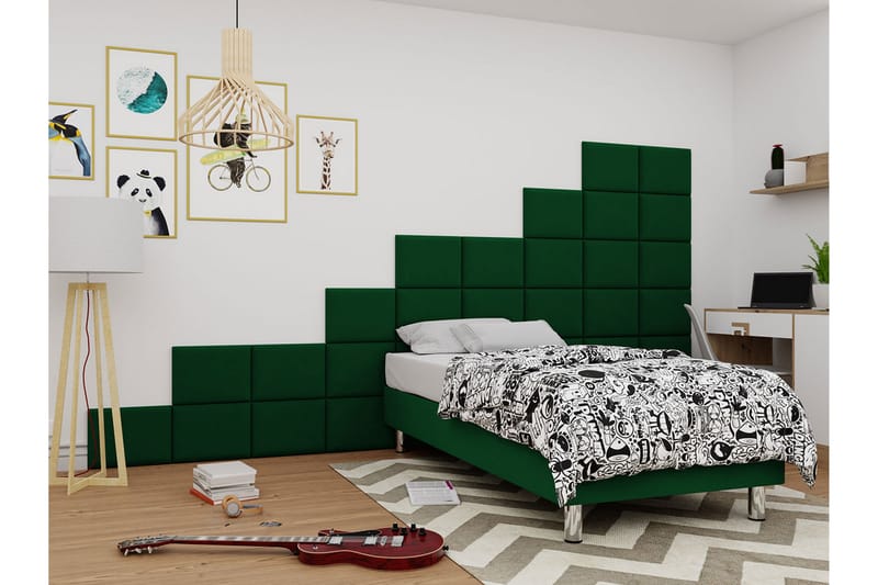 Adeliza Kontinentalsäng 80x200 cm+Panel 40 cm - Grön - Möbler - Säng - Komplett sängpaket