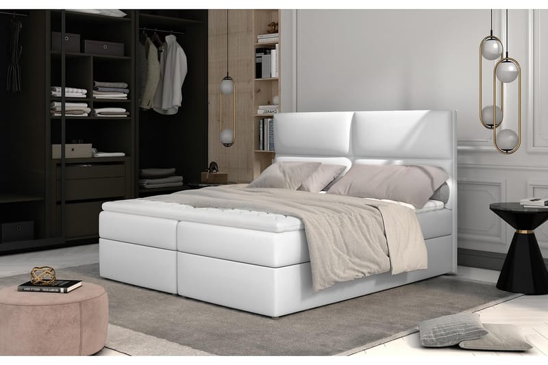 Amberan Sängpaket 160x200 cm - Läder/Vit - Möbler - Säng - Komplett sängpaket