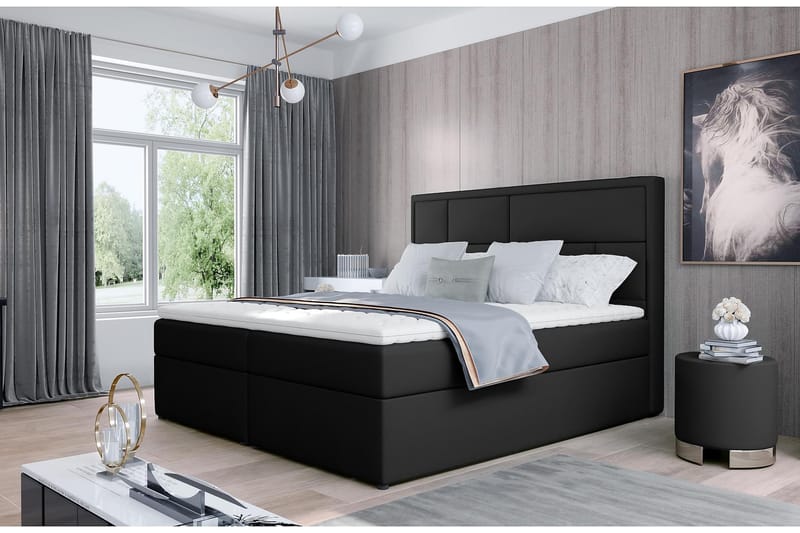 Emeron Sängpaket 160x200 cm - Läder/Svart - Möbler - Sängar - Komplett sängpaket